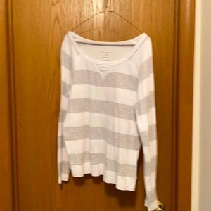 The Limited.  Gray striped long sleeve shirt